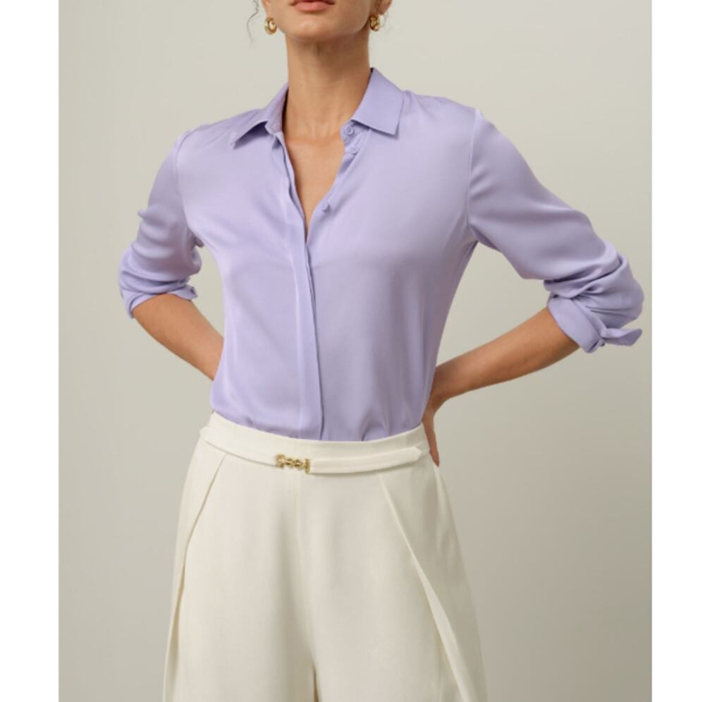 Lilysilk Stretch Double Georgette Shirt Orchid Petal Size S